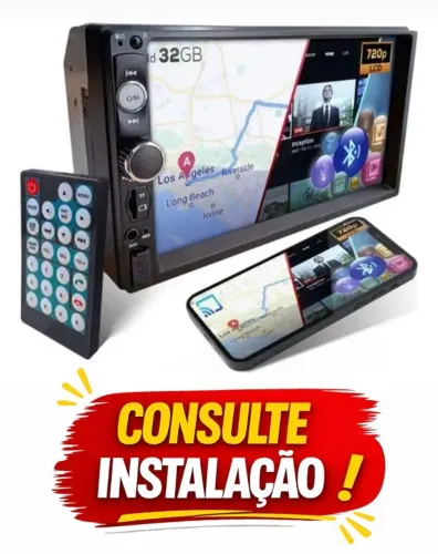 Central Multimídia Mp5 7Pol Espelha Android e Ios Bluetooth Usb Controle Fm Touch Screen