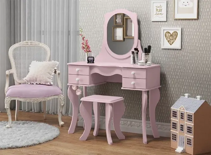 Penteadeira com banqueta e 04 gavetas - Cód. ptprc