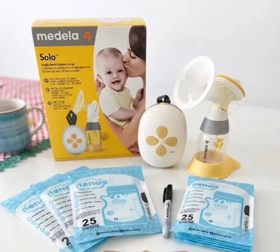 kit extrator de leite medela solo e sacos armazenamento