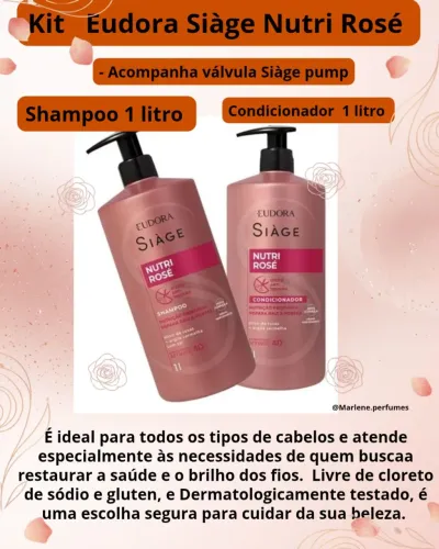 Kit Shampoo e Condicionador Eudora Siàge Nutri Rosé 1L