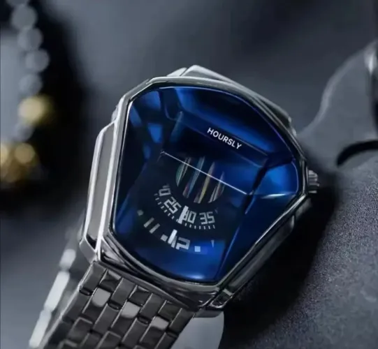 Relógio de Luxo Cromado Moderno Hoursly Binbond Prata Quartzo Elegante Aço Inoxidável