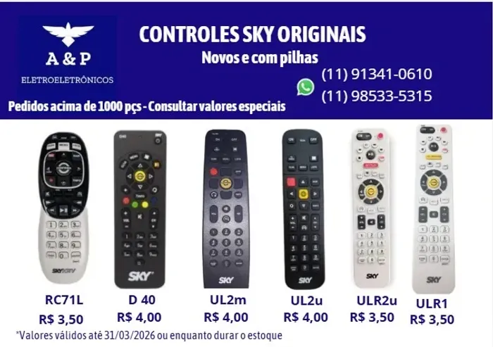 CONTROLE REMOTO SKY preços para distribuidores!