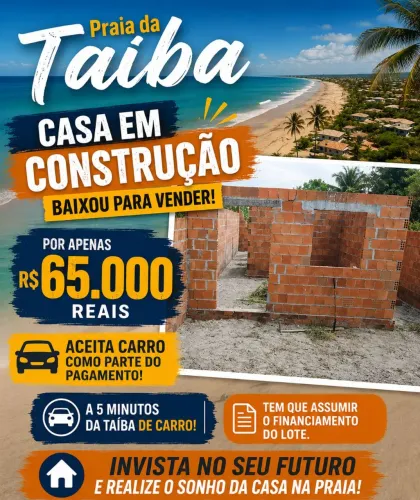 Casa em construção 5 minutos da praia da Taíba