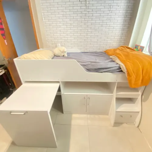 Cama Alta Multifuncional Solteiro com Escrivaninha - Estado de Nova!