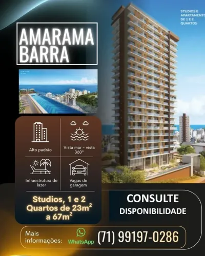APARTAMENTO Na Barra com 23m² a 67m² studios, 1 e 2 quartos