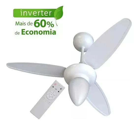 Ventilador De Teto Ventisol Wind Inverter Com Controle 96cm Branco Bivolt