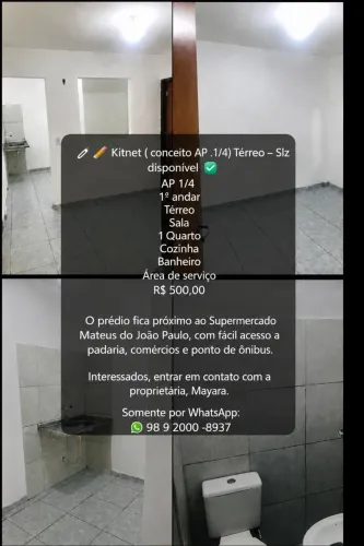 Aluga-se Kitnet no Jordoa ,Próximo ao Mateus do João Paulo
