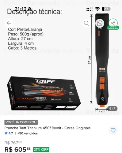 Prancha taiff titanium 450