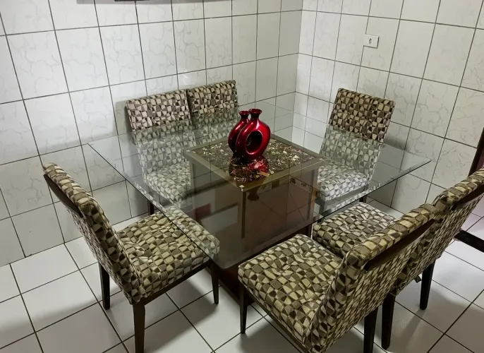 MESA DE VIDRO 6 cadeiras 