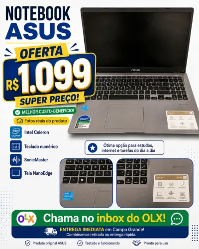 Notebook ASUS 15,6? Intel Celeron com Teclado Numérico - Ótimo Estado