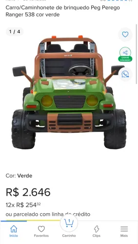 Jipe / carrinho elétrico peg perego ranger 538