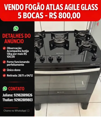 Fogão atlas 5 bocas