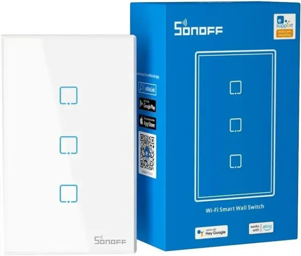 Interruptor Inteligente Wi-Fi Sonoff T0US3C 3 Botões Touch Alexa Google