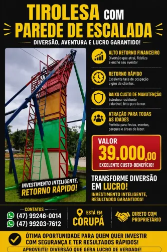 Tirolesa com Parede se escalada