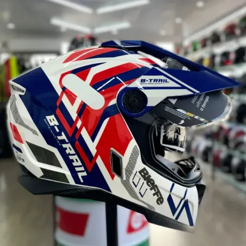 Capacete GP TECH B-TRAIL DEFENDER BRANCO/VERMELHO