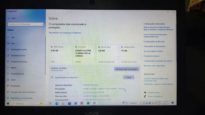 Notebook Vaio i3 - Venda ou troca por celular