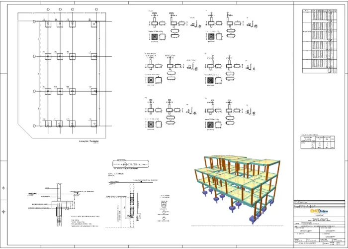 Projeto estrutural com quantitativo de materiais