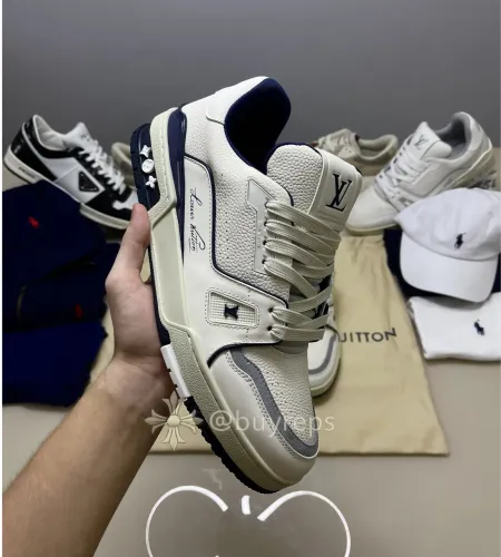 Tênis Lv Trainer Louis Vuitton Azul Marinho Couro