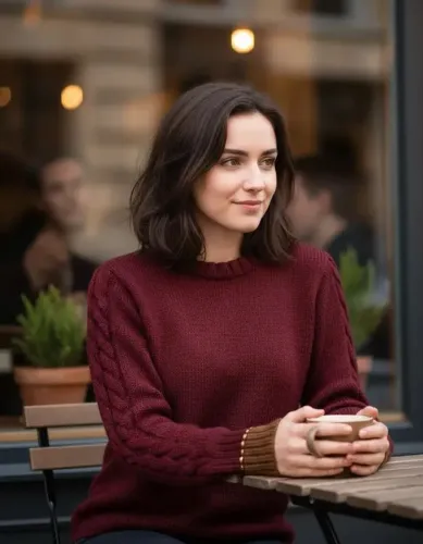 Blusa de lã - tricot - feito à mão, com trabalho em trança - tam P