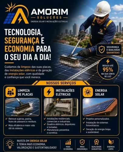 Limpeza de Placas Solares | Eletricista | Serviços Elétricos l Energia Solar | SC