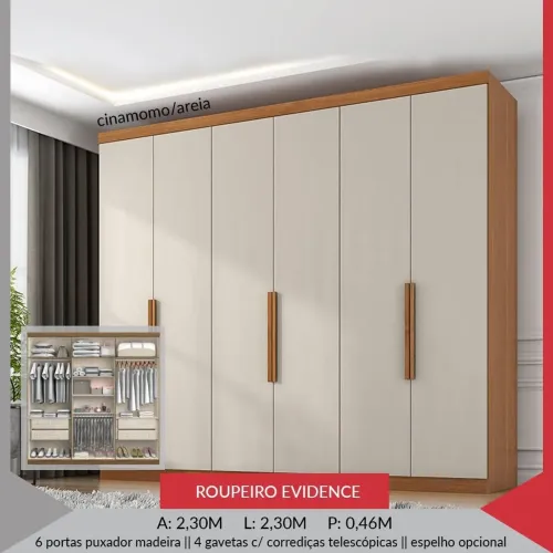 Roupeiro Evidência Cinamomo areia 