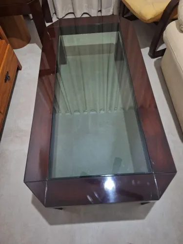 Conjunto sofisticado 5 mesas ( Centro + Laterais ) Madeira/ Vidro - Oportunidade