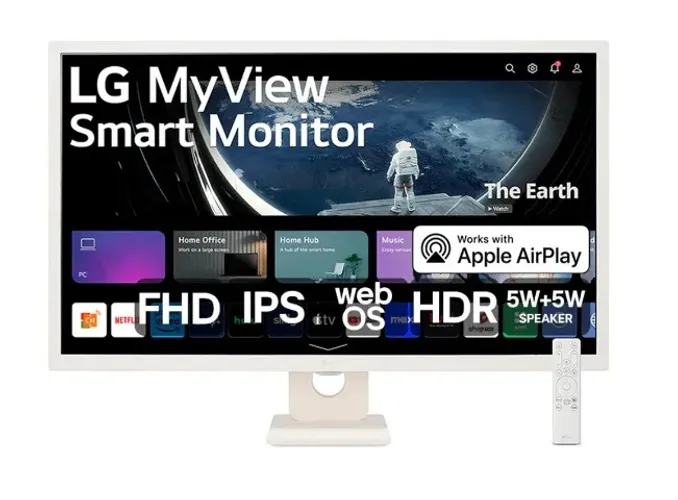Monitor / TV LG Myview Smart Tela IPS 32" FHD HDR10 WebOs Air Play 2 Branco 32SR50F-W