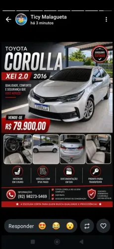 Toyota Corolla XEI 2.0 Flex 16V Aut. 2016