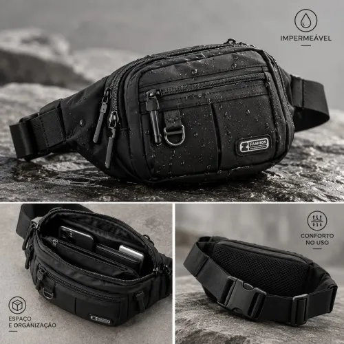 Promoção Pochete Masculina Impermeável Preta