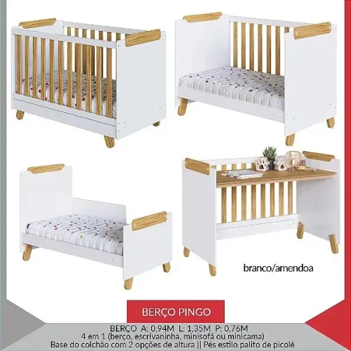Berço Pingo Branco brilho Amêndoa