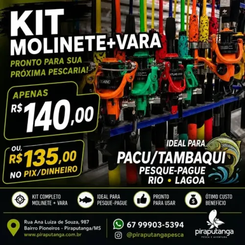 Kit Vara Molinete Pacu Curimba Piau Piraputanga Peixes Medios