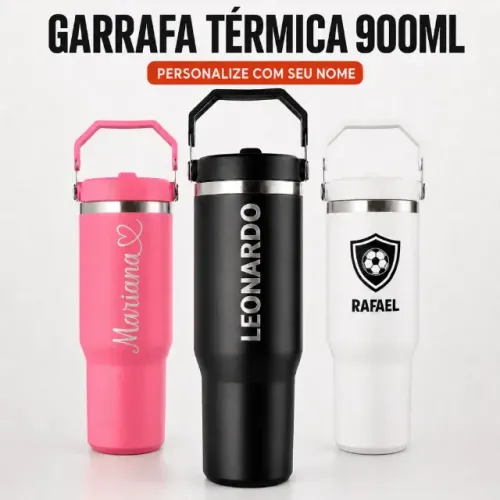 garrafa termica com bico e alça flip 900ml