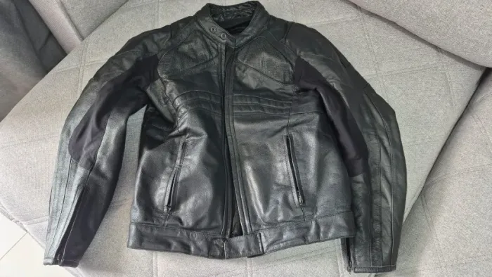 Jaqueta de couro HVERFELL para motociclista tamanho M