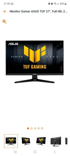 Monitor Asus Tuf Gaming 27 Pol 165hz novinho !
