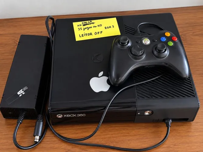 Xbox360 desbloqueado rgh3 + 1 controle + fonte + 35 Jogos no hd