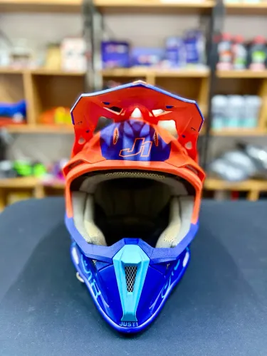 Capacete Just1 J18 Vertigo Azul/Laranja Tamanho M58