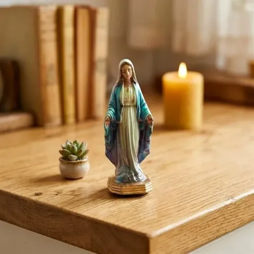 imagem nossa senhora das graças enfeite religioso metal 6,5cm auto colante