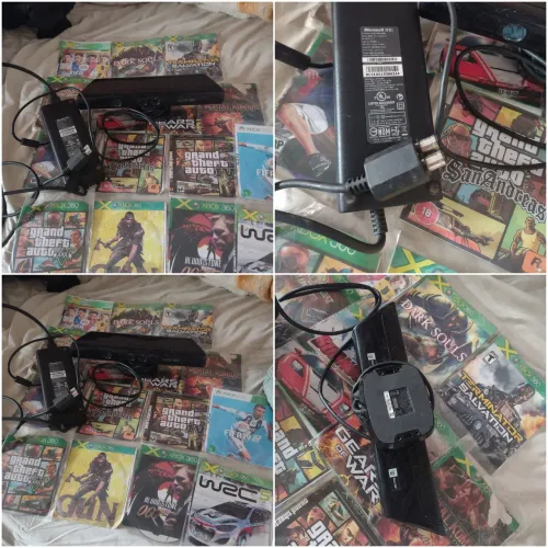 FONTE XBOX 360 SLIM MICROSOFT + KINECT XBOX 360 + 15 JOGOS