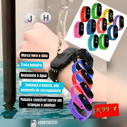 Relógio Led aprova de Água Simples e Compacto 