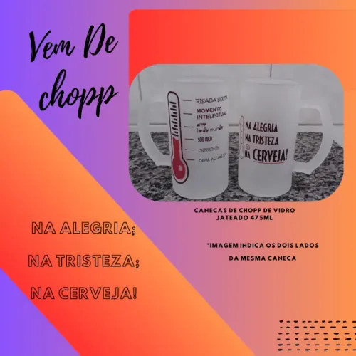 Caneca de chopp de vidro jateado 475ml - Tema de cerveja