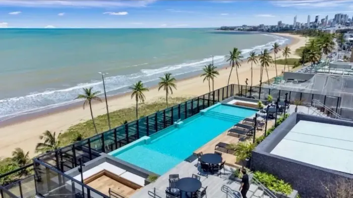 flat mobiliado no beach haus com vista definitiva
