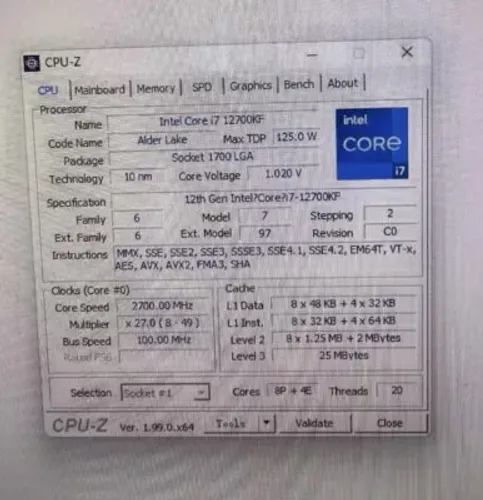 PROCESSADOR INTEL I7 12700KF