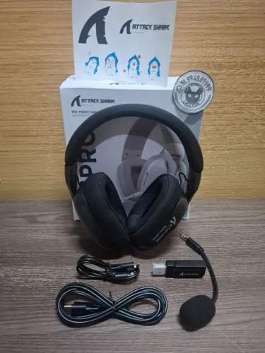 Headset Sem Fio Attack Shark L80, Bluetooth, 2.4ghz ou Com Fio [NOVO]