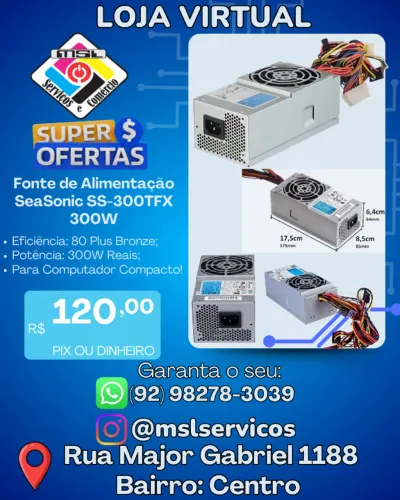 Fonte de Alimentação SeaSonic SS-300TFX 300W - 80 Plus Bronze | Produto Usado