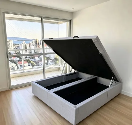 Cama box base Queen baú em LINHO.Entrego