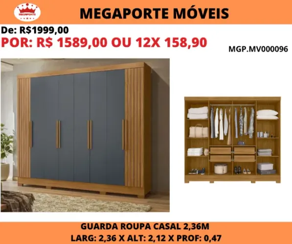 Guarda Roupa Casal 8 Portas 4 Gavetas Diplomata
