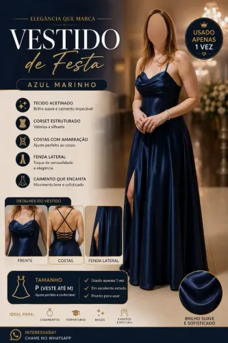 Vestido de festa azul-marinho