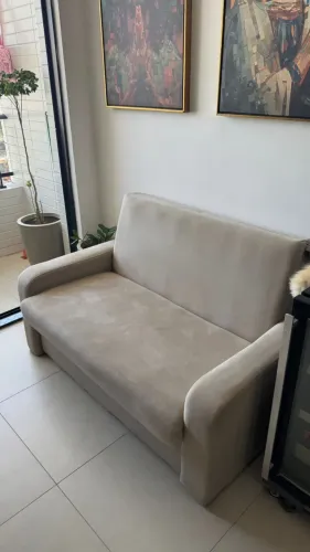 Sofá-cama 140cm 2 Lugares Com Baú Multimóveis BEGE
