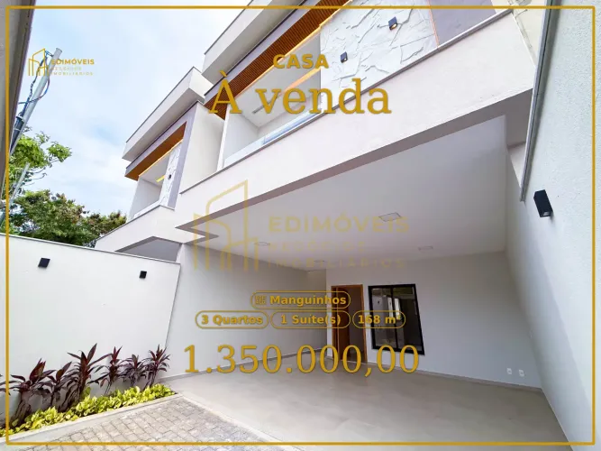 Manguinhos: Casa Moderna com Acabamentos de Qualidade e Espaço Gourmet