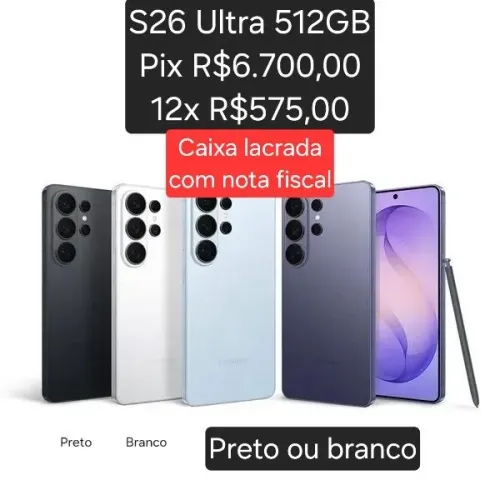 S26 Ultra 512GB Novo Lacrado com Nota Fiscal Samsung